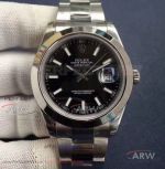 EW Factory Rolex 116334 Datejust II 41mm Watch - Black Dial Stainless Steel Oyster Band Swiss Cal.3136 
